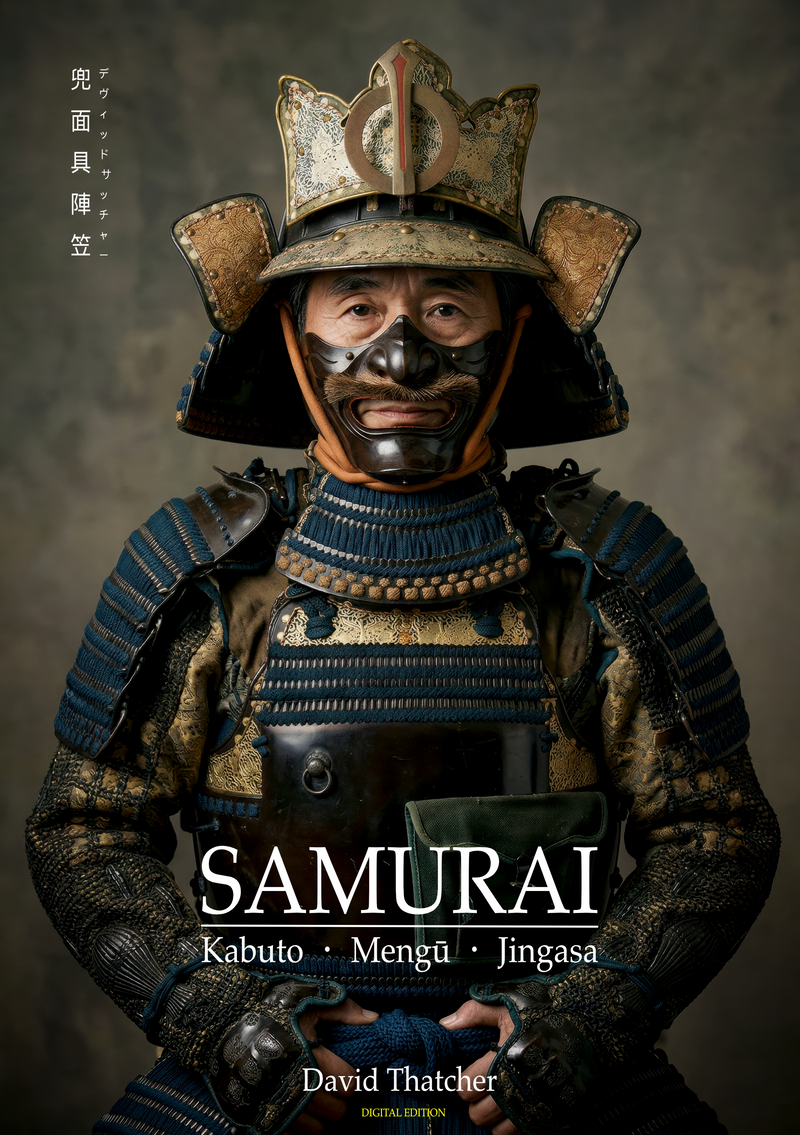 Cover image for David Thatcher’s digital EPUB book on Japanese samurai armour, kabuto, mengu and jingasa